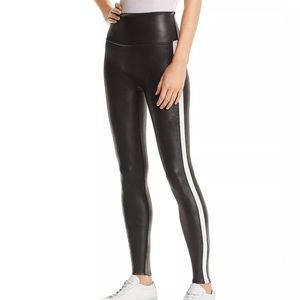 Spanx Faux Leather Legging with Side Stripe - Size M
